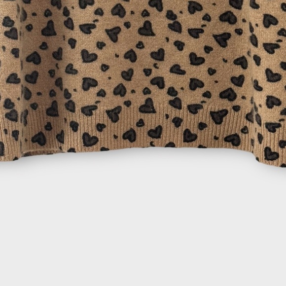 SCOTT & SCOTT LONDON Tan Mini Heart Print Crewneck Cashmere Sweater L - Picture 6 of 10